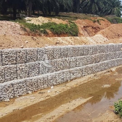 Fence saldata a tensione Gabion Box di filo di acciaio in lega con doppio strato di rivestimento in PVC